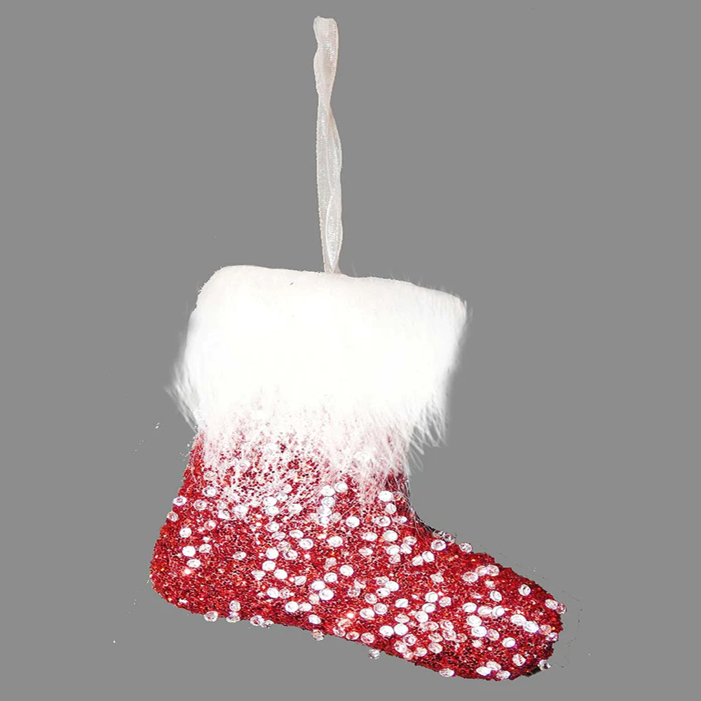 Red Crystal Stocking Bauble - Single - 58272*