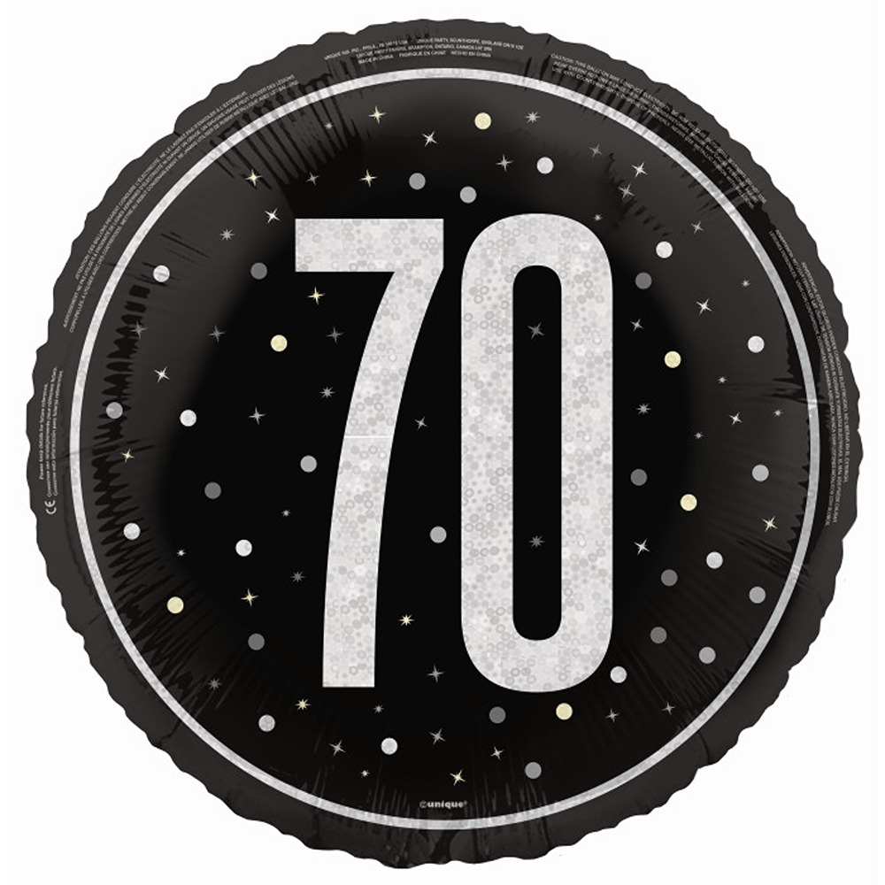 Unique - 18" GLITZ Black 70 Prism Foil Balloon, Round - 87389 *