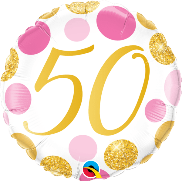 Qualatex 18"  ROUND   01CT - 50 PINK & GOLD DOTS - 88187