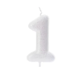 CLEARANCE - Creative Party - Age 1 Glitter Numeral Moulded Pick Candle Iridescent - AHC01/1