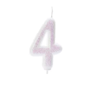 CLEARANCE - Creative Party - Age 4 Glitter Numeral Moulded Pick Candle Iridescent - AHC01/4