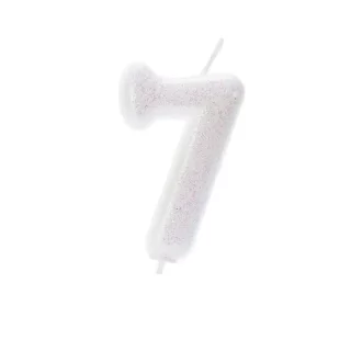 CLEARANCE - Creative Party - Age 7 Glitter Numeral Moulded Pick Candle Iridescent - AHC01/7