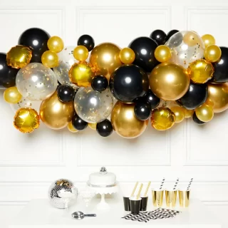 Black Gold & Silver DIY Garland Latex Balloon Kit - 9907430