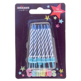 Blue Stripe Party Candle (Pack of 6)
