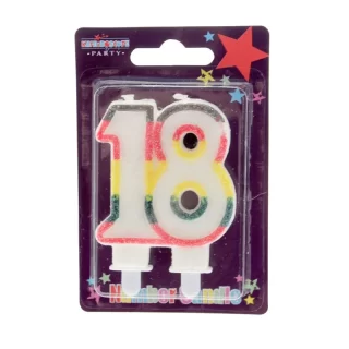 18 Double Age Candles Multicolour Pack of 6 (1/48) - CN1043