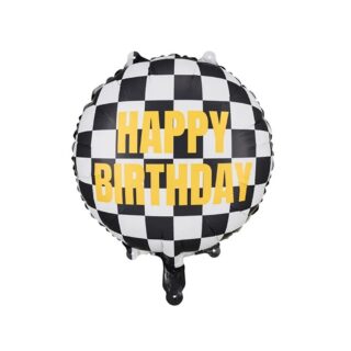 PartyDeco - Checkered Flag Happy Birthday - 45cm - FB220