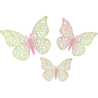 3D Adhesive Butterflies Pink Iridescent - x12 - 028392