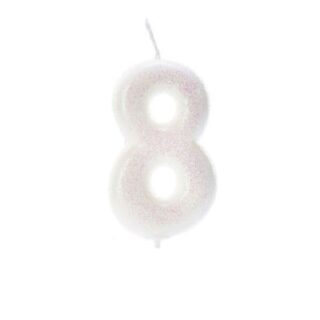 CLEARANCE - Age 8 Glitter Numeral Moulded Pick Candle Iridescent - AHC01/8