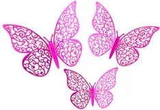 3D Adhesive Butterflies x 12 Fuchsia Pink 028361