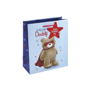Cute Bear My Super Daddy Bag - Medium - 12pk - 33547-3C - Eurowrap