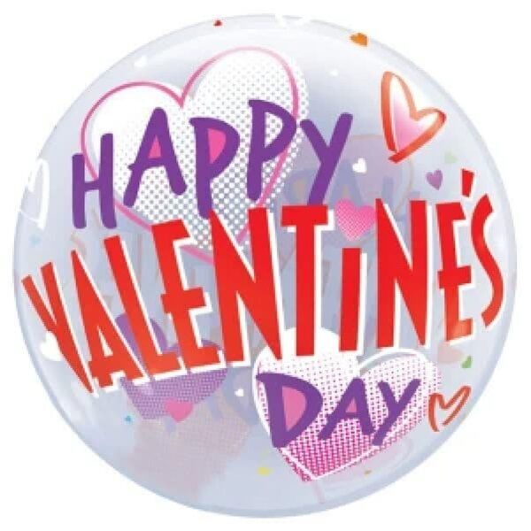 Qualatex - VALENTINE'S BOLD HEARTS SINGLE BUBBLE - 22" - 34652