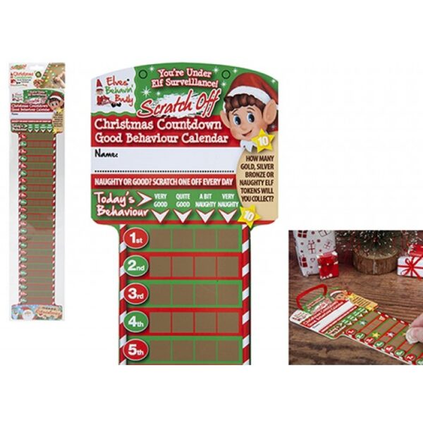 PMS - ELF SCRATCH OFF COUNTDOWN ADVENT CALENDAR - 4.25" X 20.5" - 500002