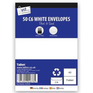 Envelopes 50 x C6 White, Peal & Seal - 80gsm - 4678/48 - Tallon