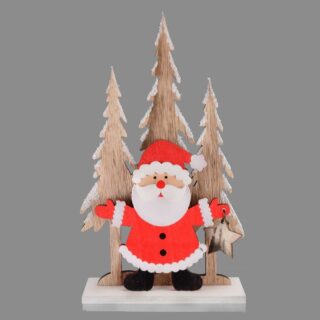 STANDING WOODEN SANTA AND TREES - 55874