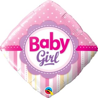 Qualatex - 18″ Diamond 01ct Baby Girl Dots & Stripes - 14400