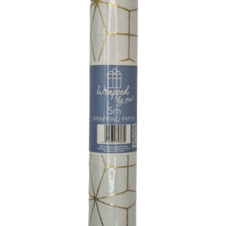 Gold Pattern / White - 5M Roll Wrap - R01-1706