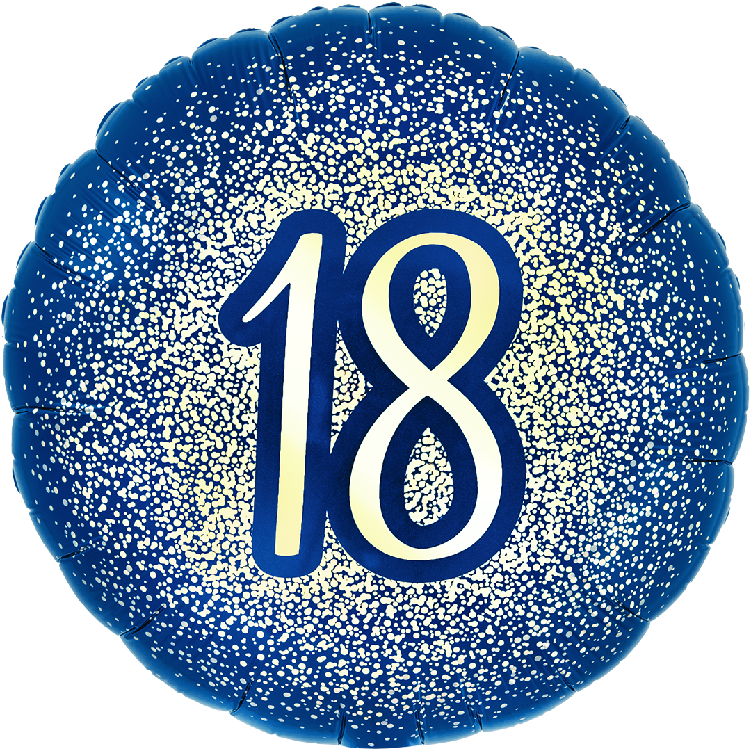 Oaktree 18" 18th Metallic Glitter Birthday Navy Gold - 226423*