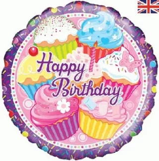 Oaktree 18inch Cupcake Birthday Holographic - 228373
