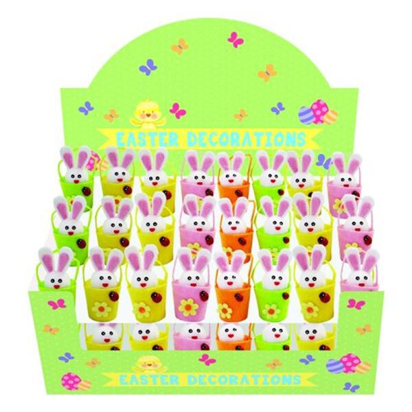 Mini Bunnies In baskets (Assorted colours) - 30270-BUNYC