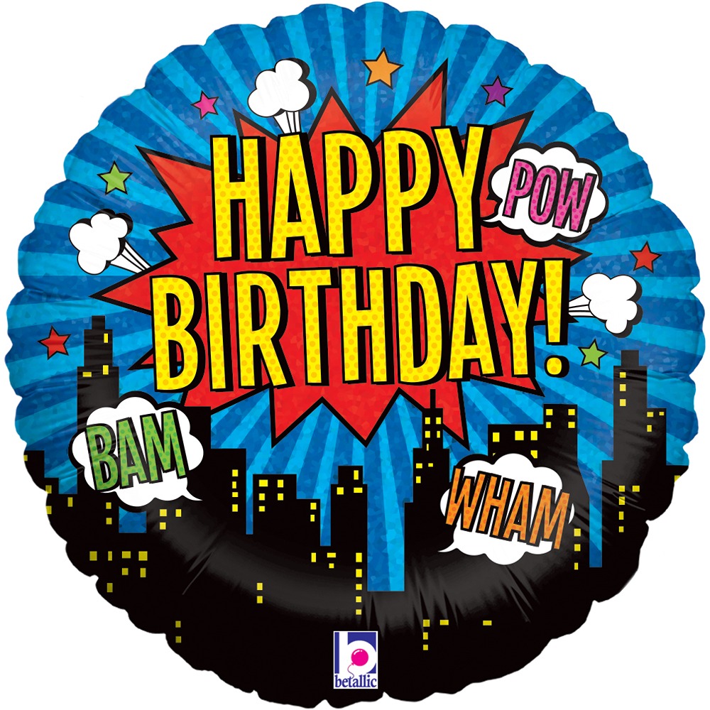 Grabo - Super Hero Birthday Holographic Pkt - 18" - 36558h-P