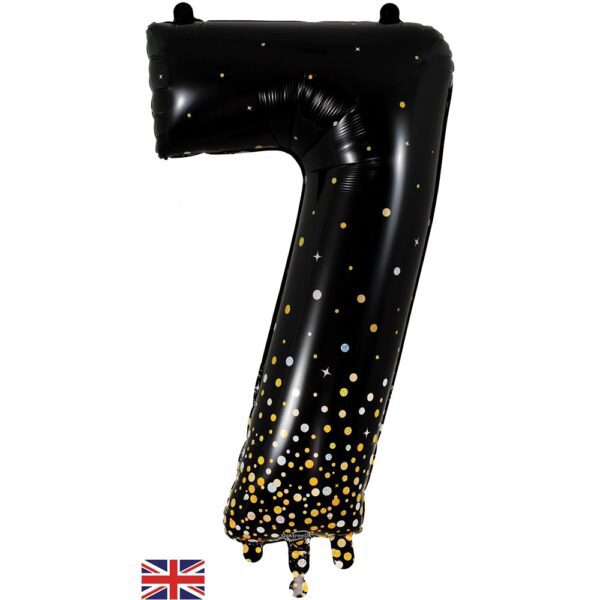 Oaktree 34inch Number 7 Sparkling Fizz Black Gold Holographic*
