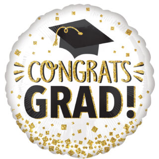 Anagram - Congratulations Grad Gold Glitter Standard Foil Balloons - 17