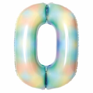 Amscan - Large Number 0 Pastel Rainbow Foil Balloons - 34