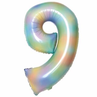 Amscan - Large Number 9 Pastel Rainbow Foil Balloons - 34