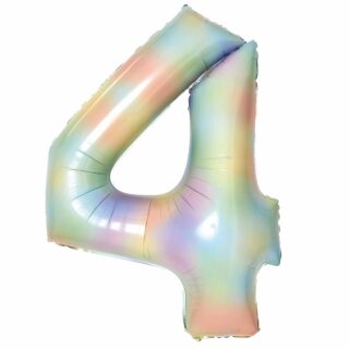 Amscan - Large Number 4 Pastel Rainbow Foil Balloons - 34