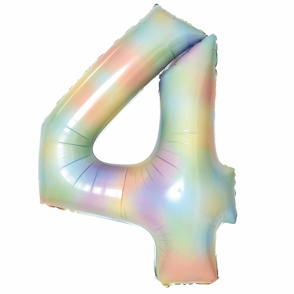 Amscan - Large Number 4 Pastel Rainbow Foil Balloons - 34" - 9913137