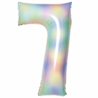 Amscan - Large Number 7 Pastel Rainbow Foil Balloons - 34