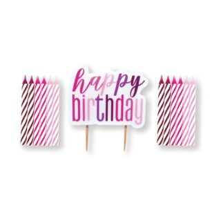 Unique - Pink Happy Birthday Candle Set - 80048