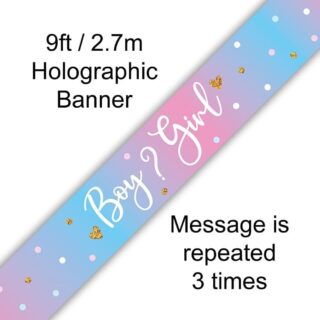 9ft Banner Boy or Girl Gender Reveal Holographic - 625945