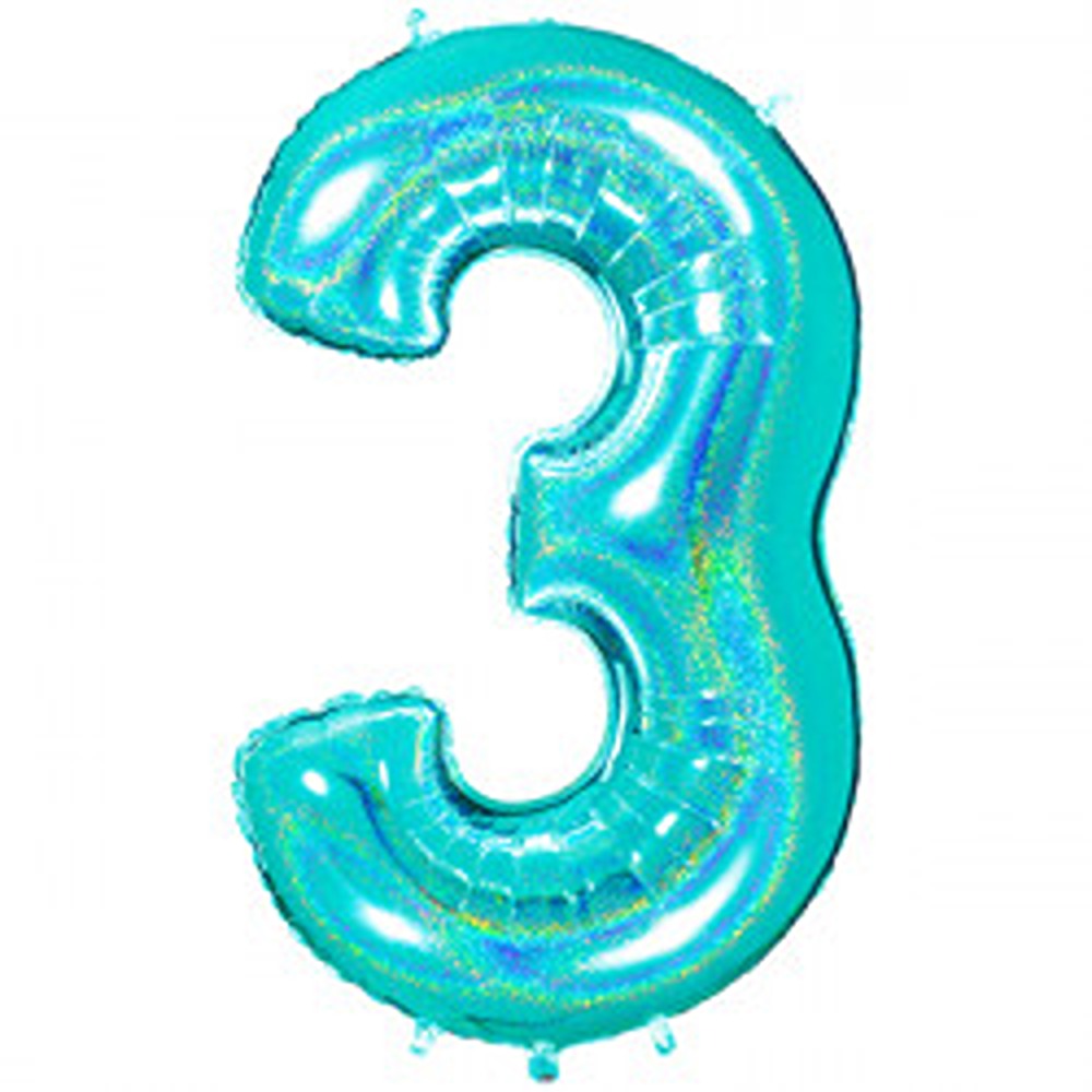 Grabo 40" Glitter Holographic Tiffany Number 3 Pkt - 773GHTI-P