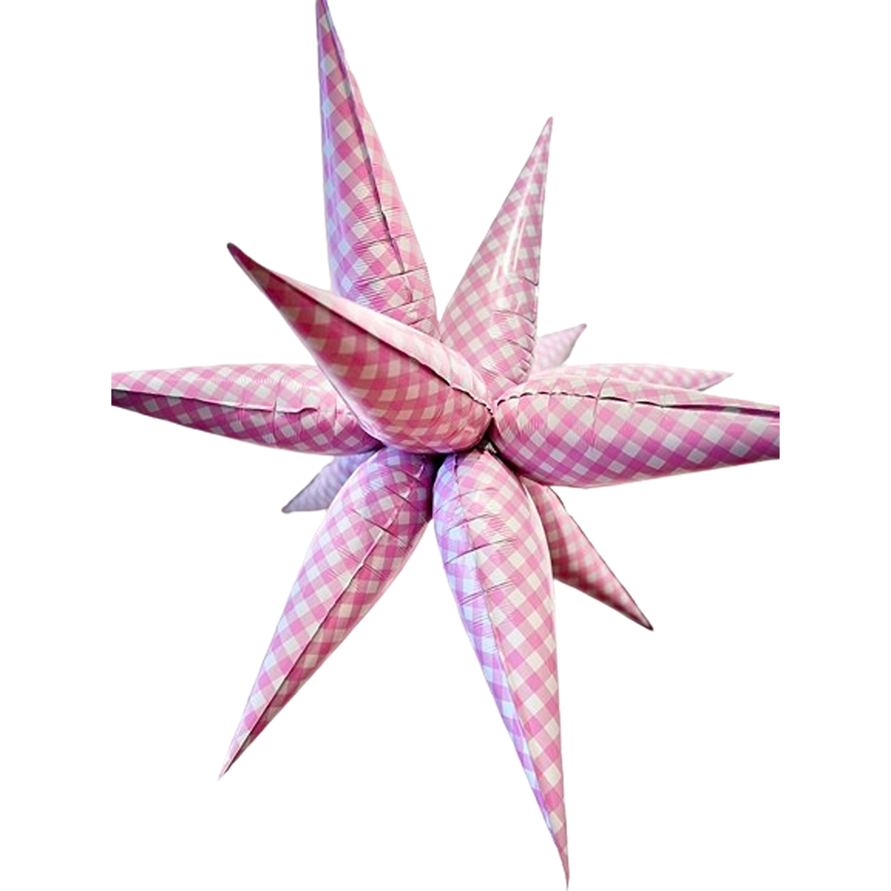 40" Pink Gingham Starburst Balloon - 14702 *