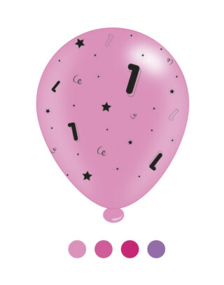Age 1 Pink Birthday Latex Balloons 8 balloons
