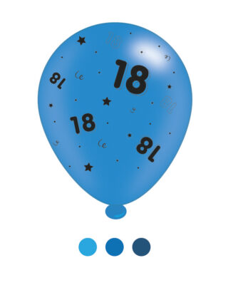 Age 18 Blue Birthday Latex Balloons 8 Balloons