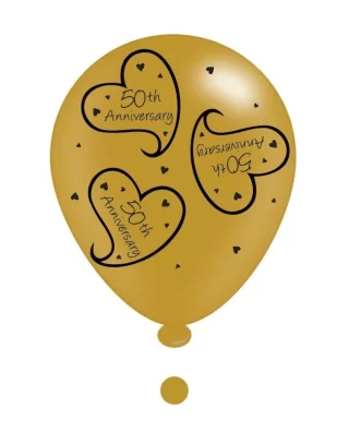 50th Golden Anniversary Latex Balloons (8 balloons)