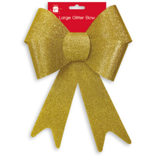 LARGE GLITTER GIFT BOW GOLD