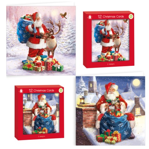 CARDS, 12 SQUARE T/SANTA OUTDOOR CDU