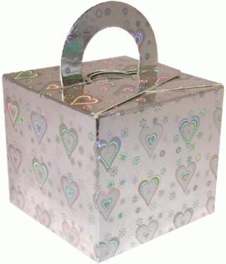 Balloon/Gift Box Silver Holographic Heart x 10pcs