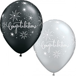 Qualatex - Congratulations Elegant Black & Silver Latex - 11