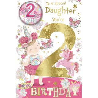 Sensations - Daughter 2nd Birthday Card with Badge - 6 PK- C75 -CC7503b/02