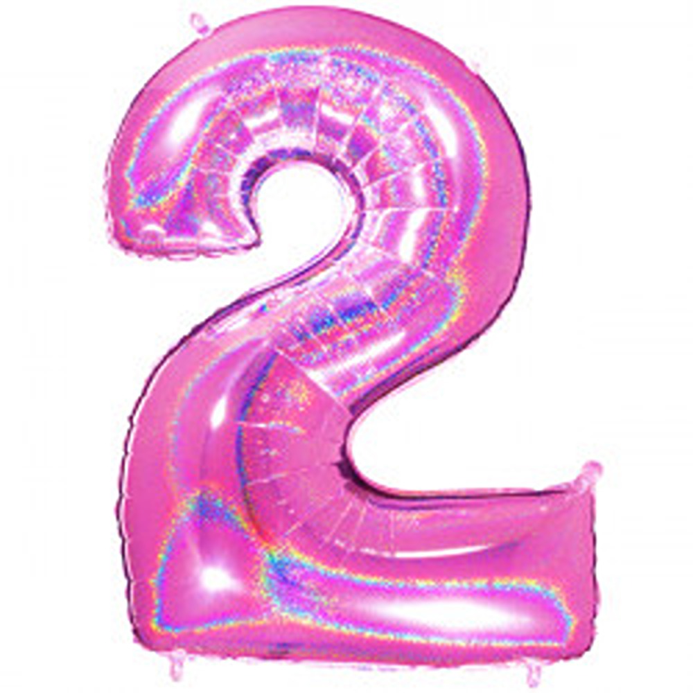 Grabo 40" Glitter Holographic Fuchsia Number 2 Pkt - 612GHF-P