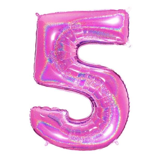 Grabo 40" Glitter Holographic Fuchsia Number 5 Pkt - 615GHF-P