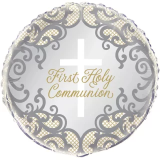 unique Fancy Gold Cross First Holy Communion Foil Balloon 18