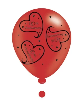 40th Ruby Anniversary Latex Balloons (8Balloons)