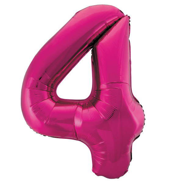 Unique 34" Pink Number 4 Shaped Foil Balloon - 55734 *