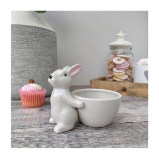 Grey Rabbit Ceramic Trinket Dish / Snack Bowl - 13cm - RA0008