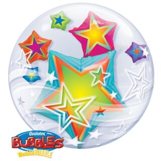 Qualatex - Multi Coloured Stars Double Bubble Yuy - 24